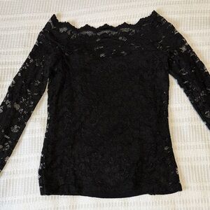 Bailey 44 Black Lace Long Sleeve Top